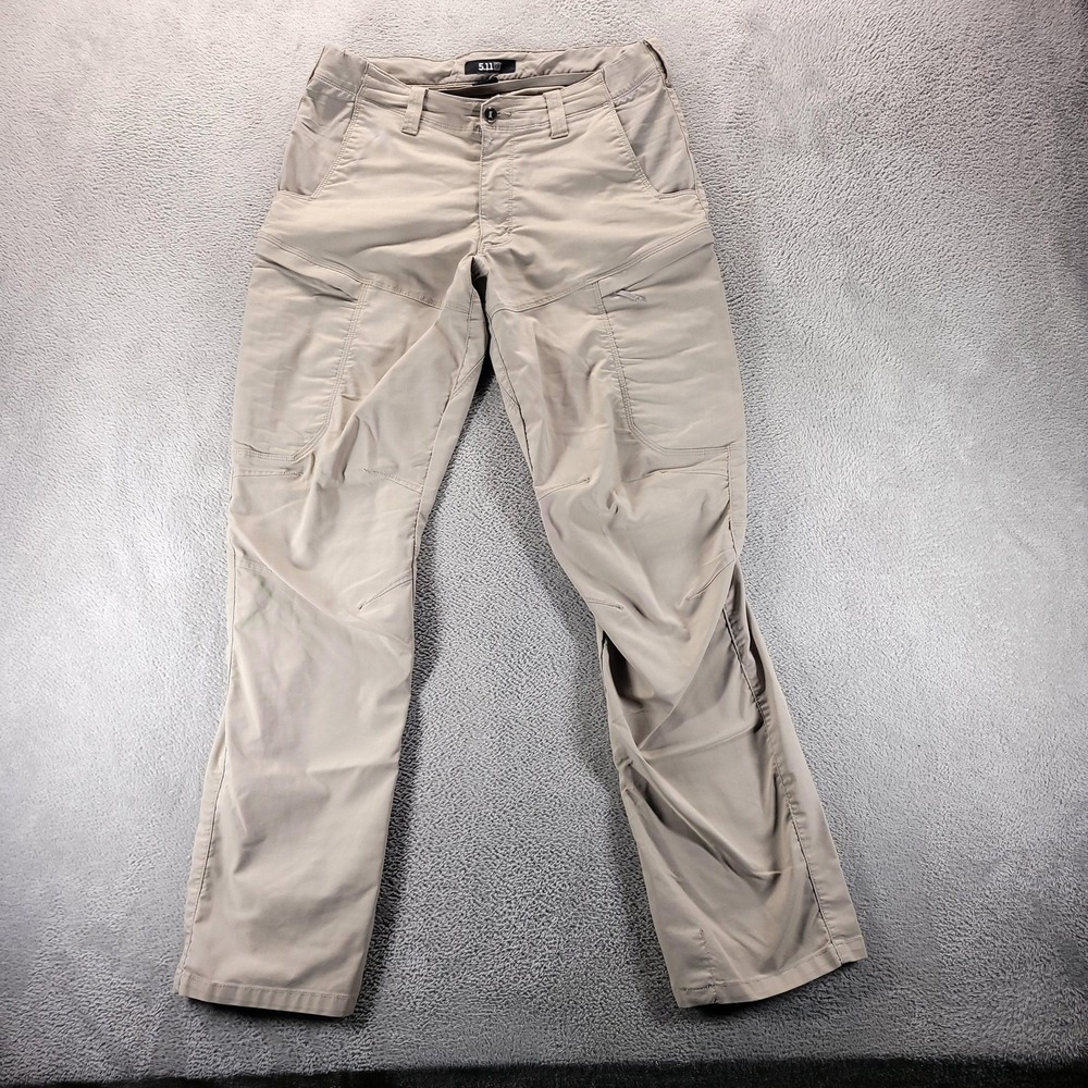 5.11 Tactical Pants Mens 34x34 Beige Cargo Workwear Outdoor Hiking Zip Pocket